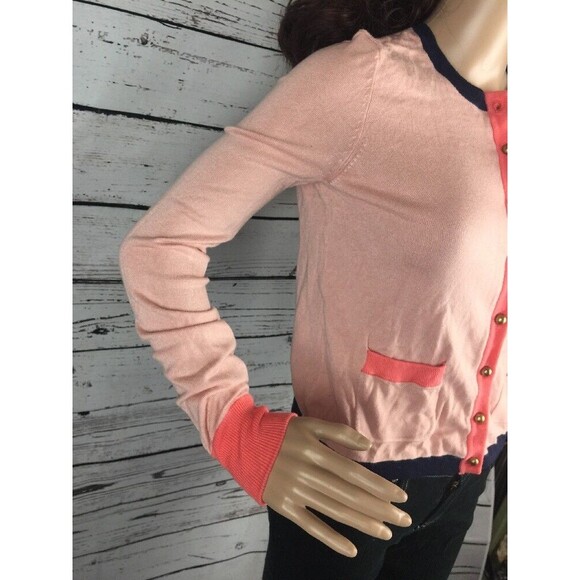 The Webster Miami at Target Pink Navy Classic Cardigan Sweater Gold Buttons XS - Picture 4 of 11